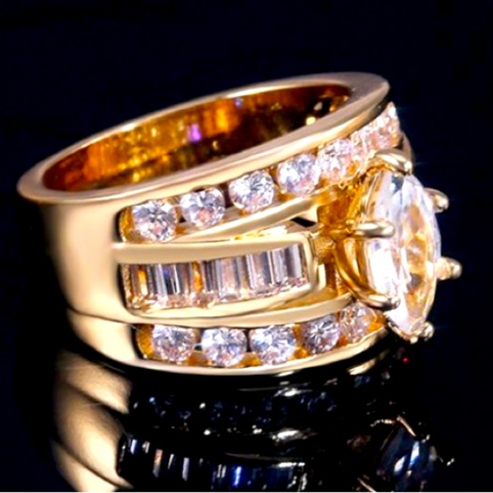 Yellow Gold plated over 925 Diamond Ring
